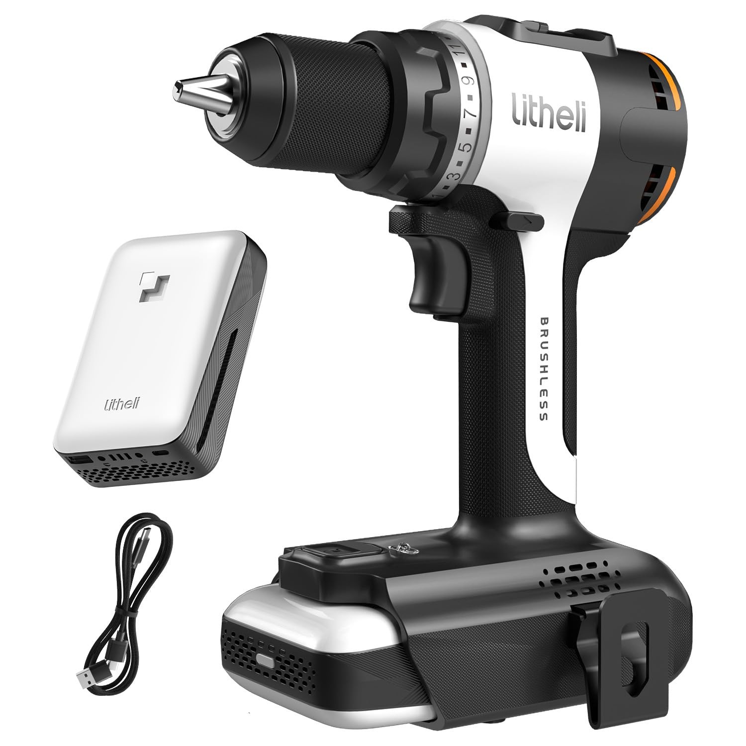 Driver, Brushless Power Drill With 2 Variable Speed, 1/2 I..