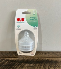 NUK Simply Natural Bottle Nipples 6 Months Fast Flow Silicone 2 Pack NEW