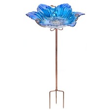 Bird Baths for Outdoors Glass Bird Bath Bowl Outdoor Bird Feeder Flower Patte...