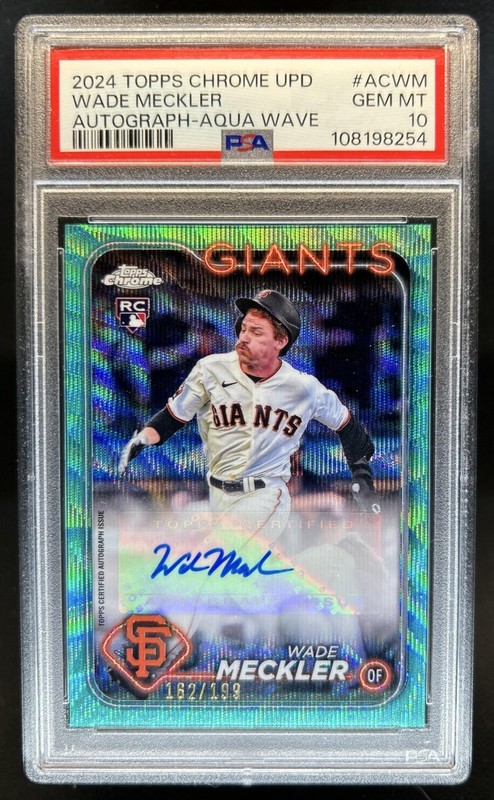 2024 Topps Chrome Update Wade Meckler Auto RC Aqua Wave Refractor #/199 PSA 10
