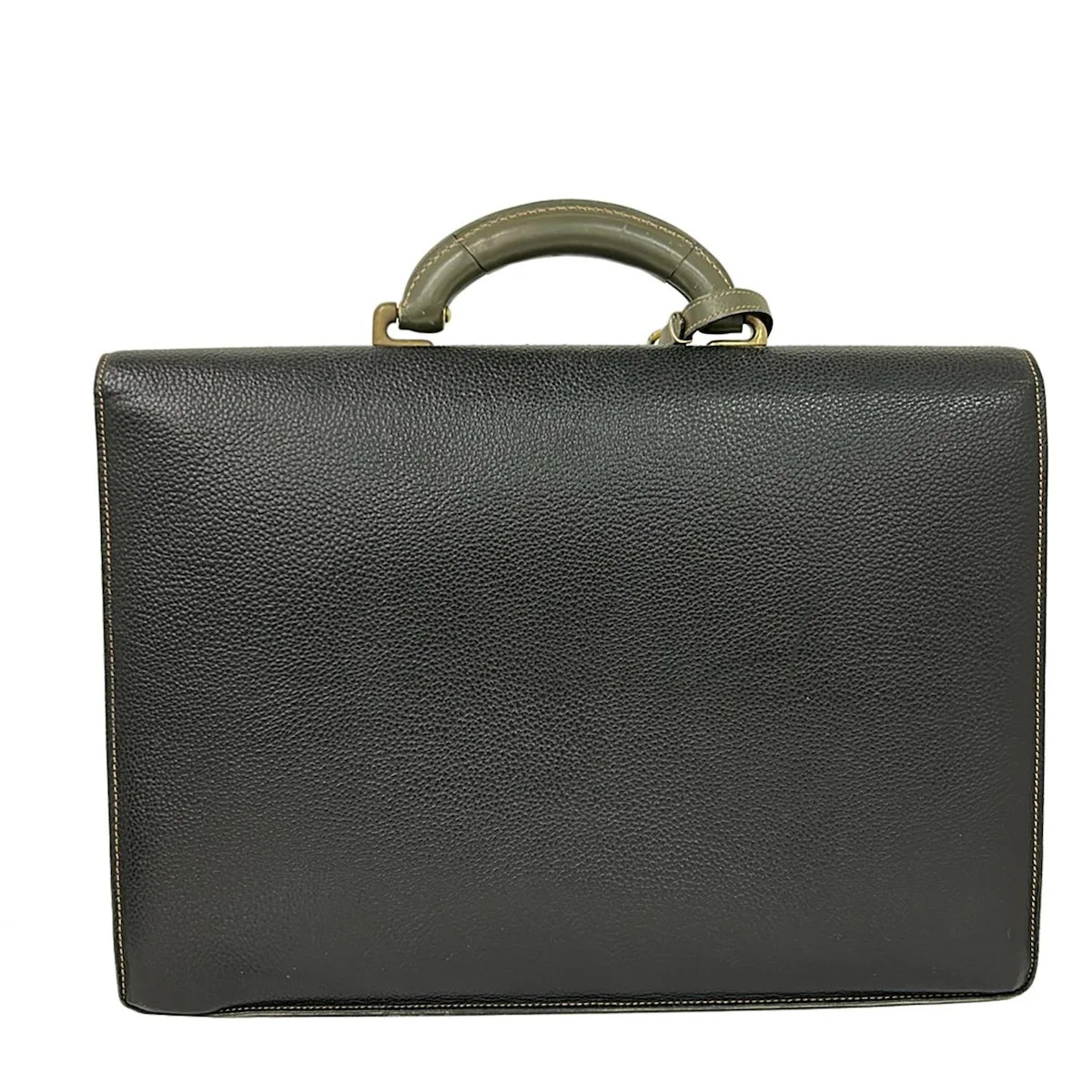 a.testoni Black Gray Leather Business Bag | eBay