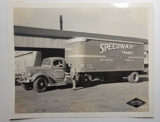 White Fruehauf Tractor Trailer Truck Speedway Transit Twin Cities Marshall Photo
