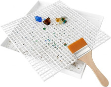Stained Glass Cutting Mat with Tray, Double-layer Grids Board for Scoring and Cu