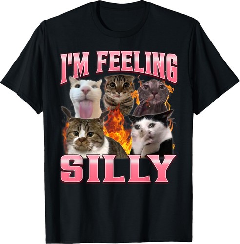 Camiseta Divertida I'm Feeling Silly Humor Linda Gato Meme Bootleg Gráfica - Imagen 4 de 4