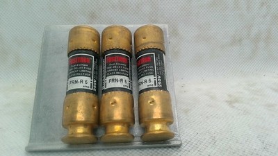 (3 New Fuses) Bussman Fusetron FRN-R 6, 6 Amp, 250V, Class RK5 Time delay fuse (