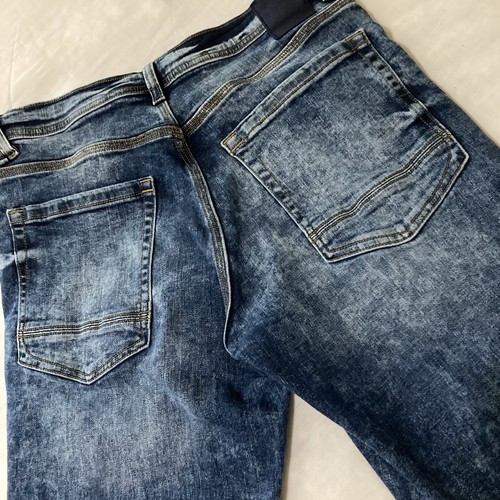 Sean John Jeans Men 32x24.5 *Hemmed Inseam* Blue Athlete Tapered Stretch Grunge - Picture 15 of 18