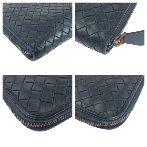 BOTTEGAVENETA Intrecciato SO1655939D Portafoglio Lungo Unisex Pelle Navy - Foto 3 di 8