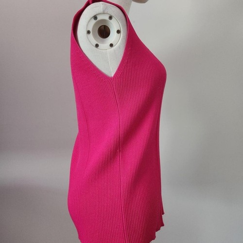 PATRIZIA LUCA Fuchsia Pink Ribbed Square Neck Tank Top Shell Blouse. SZ Medium. - Picture 2 of 7