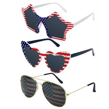 3 Pack American Flag Sunglasses, 4th of July Patriotic Party Glasses Red White