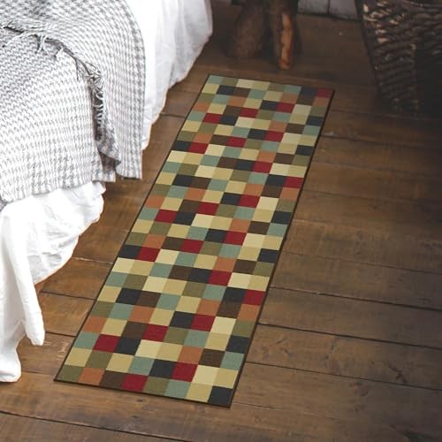Ottomanson otto Home Collection Hallway Runner Rug 20"X59" Multicolor Checkered - Picture 11 of 13