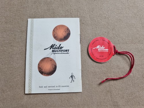 Mido seltener Vintage Bausatz Leder Uhrenbox weinrot Umkarton mit Booklet und Etikett - Bild 15 von 18