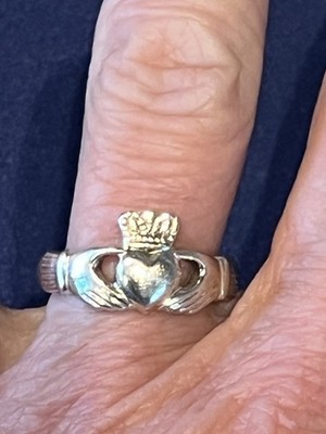 Vintage Solvar Irland Ring Größe 7,5 Claddagh Freundschaft 925 Sterling Silber