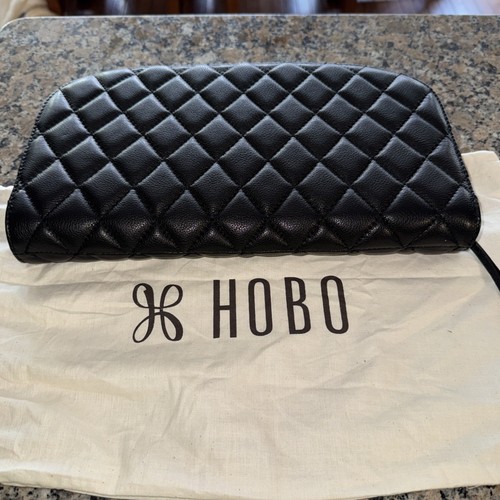 Hobo International Cole Black Quilted Large Leather Clutch Zip With Duster 12x7 - Picture 7 of 9