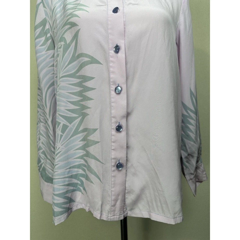 Женский топ Bob Mackie Wearable Art 100% шелк размер XS розовый на пуговицах женский - Изображение 3 из 4