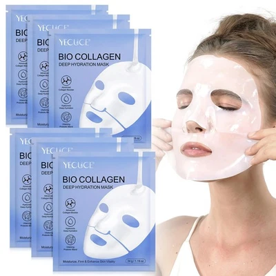 WEIWEILA Bio Collagen Face Mask 6PCS, Korean Bio Collagen Mask Hydrating Collagen Mask...