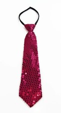 Teen Boys Kids Hot Pink Sequin Elastic Neck Tie