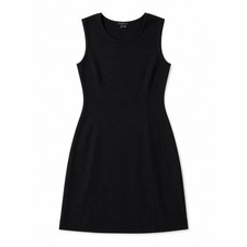 Theory Black Textured Wool Blend Sleeveless Mini Shift Dress Size 8