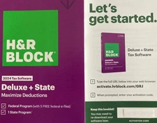 2024 H&R Block DELUXE Federal & State Code for Download or local pickup!