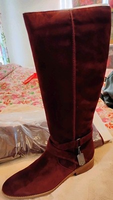Jessica Simpson Burgundy Suede Knee-Hi Boots with Ankle Strap, Sz. 9.5B