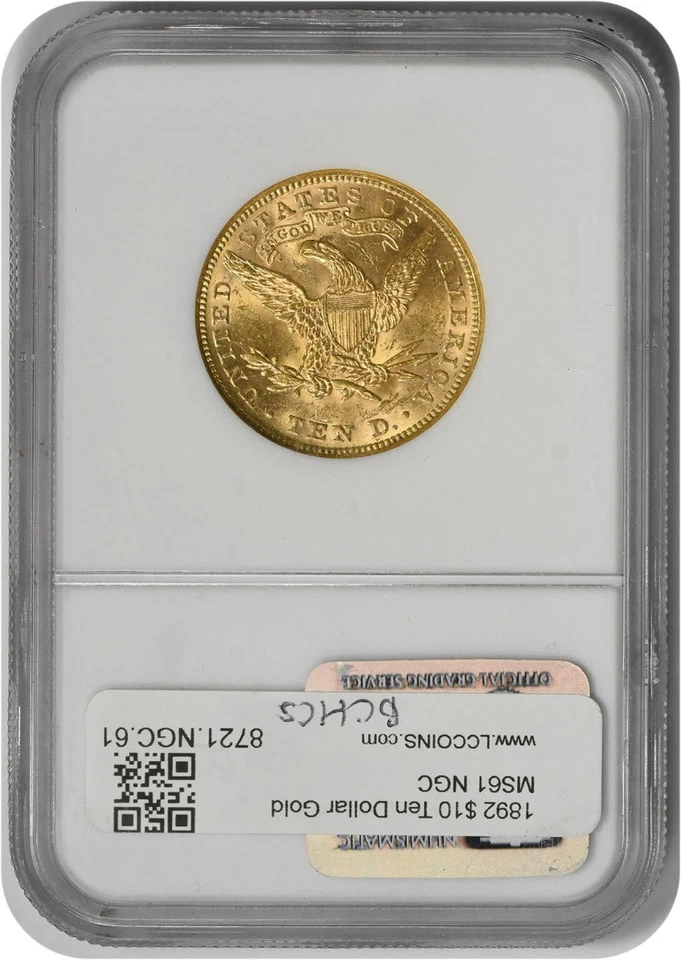 1892 $10 Gold Liberty Head MS61 NGC - Image 2 of 2