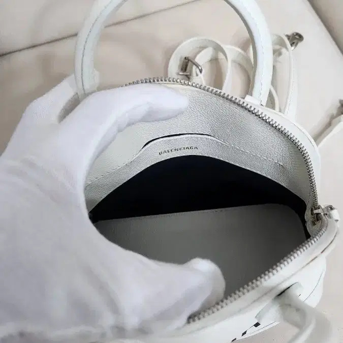 Balenciaga Top Handle Crossbody Bag, White, Authentic thumbnail 3