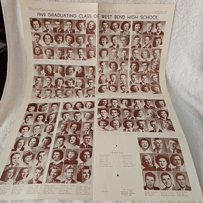 1949 West Bend High School West Bend News West Bend Wisconsin Graduating Insert