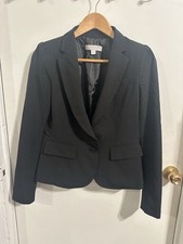 York  Company Black Blazer Petite 6 Classic Single Button