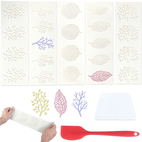5Pcs Coral Baking Molds Food Grade Silicone Leaf Candy Molds Non-Stick Regju - Picture 9 of 11