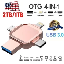 1/2TB USB 3.0 Flash Drive 4 IN1 Type C Memory Stick for iPhone 14 15 16 Android