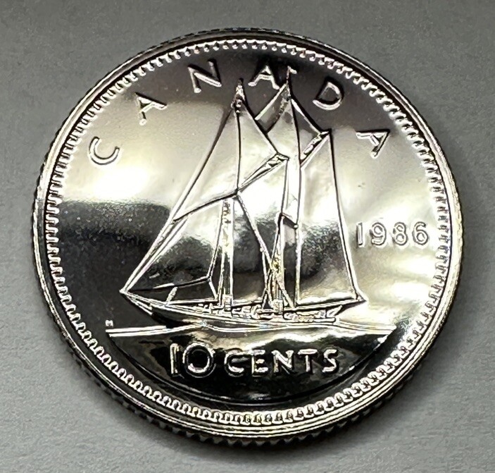 1986 Canadian 10Cent Dime Proof-Like Coin Uncirculated Directly