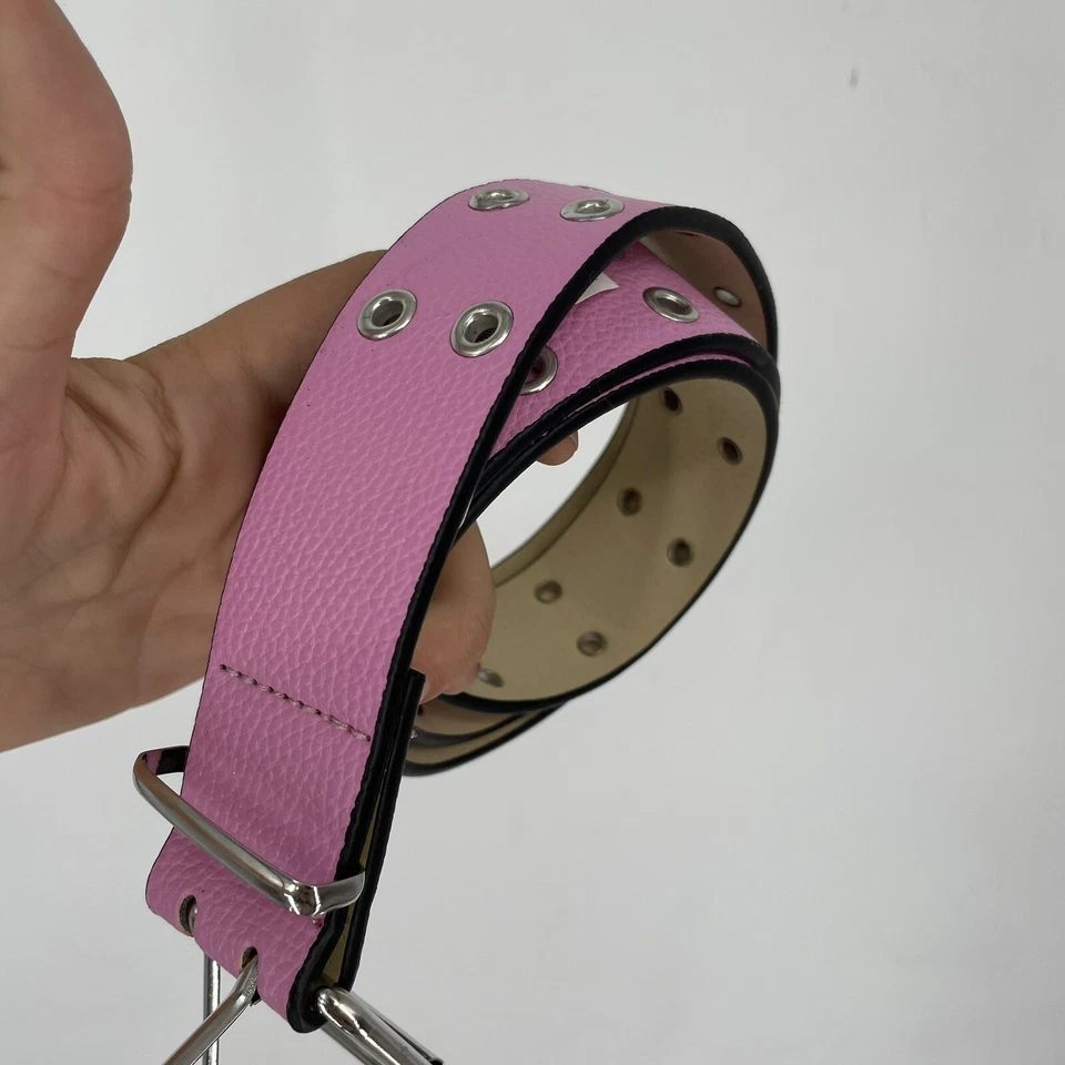 Forever 21 Faux Leather Pink Belt Grunge Punk Double Grommet Y2K - Image 2 of 4
