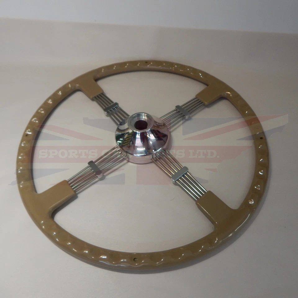 New Quality Reproduction of Brooklands Steering Wheel for MG TD TF Gold Pearl - Image 2 of 3
