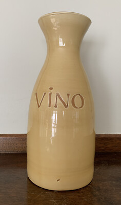 2 - Ceramiche Alfa Yellow & Green Wine Carafe Italy Glazed pottery 9.5  Tall