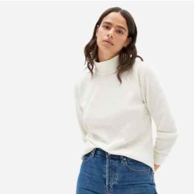 Everlane The Organic Cotton Turtleneck Waffle Tee Shirt Rolli Creme Gr. XS