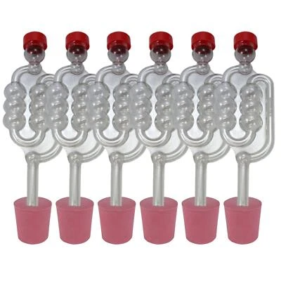 ALMOST OFF GRID 6 x Fermentation Bubbler Airlocks & Rubber Bungs Corks Demijohn Wine Beer Cider