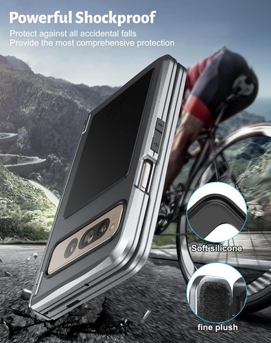Metal Silicon Shockproof Hinge Protective Case Rugged Bumper f Google Pixel Fold - Photo 35 sur 53
