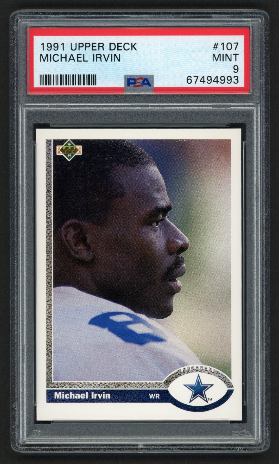 1991 UPPER DECK MICHAEL IRVIN #107 DALLAS COWBOYS HOF PSA 9 MINT