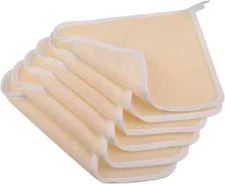 PHOGARY 6 Pack Exfoliating Wash Cloths for Body Scrub and Face Clean, Beige