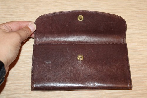 COACH Water Buffalo Brown Leather Envelope Snap Wallet Checkbook #4859 Vintage - Picture 8 of 11