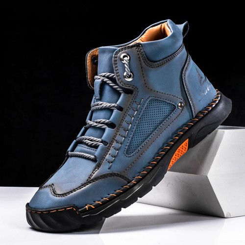 Hombres Botas al Tobillo Impermeables Transpirables Suaves Tenis Hechas a Mano Informales Zapatos Planos - Imagen 7 de 29
