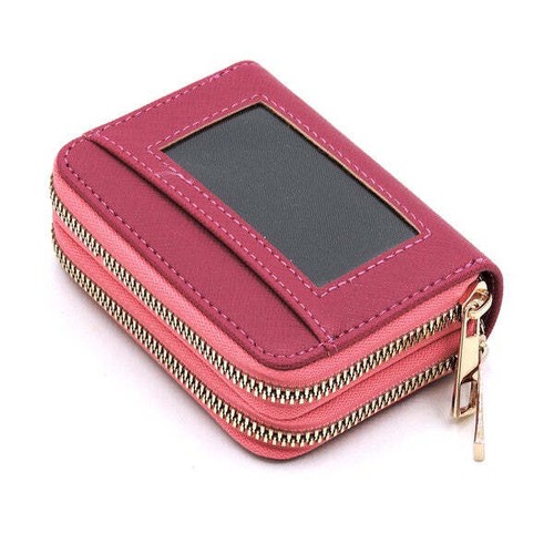 Saffiano Accordion Card Holder Double Zip Wallet - Imagen 6 de 16