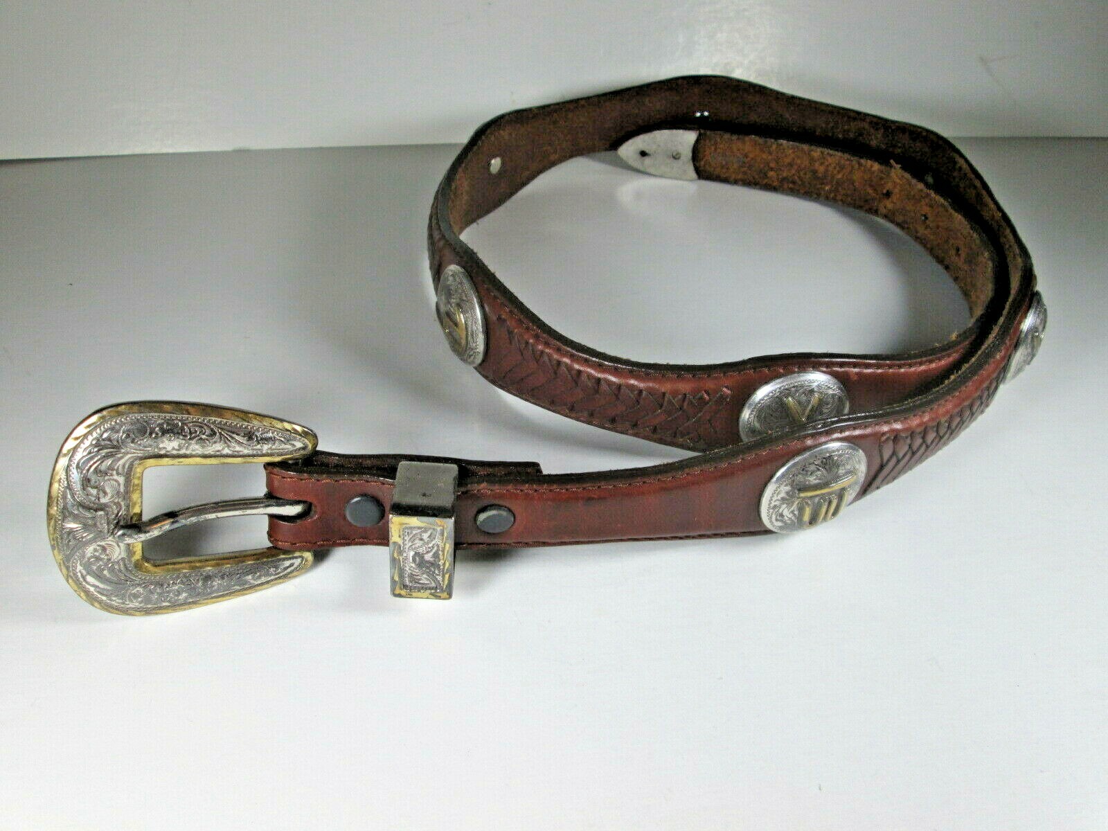 Vintage JUSTIN Leather Belt Cowgirl Western 30" Man… Gem