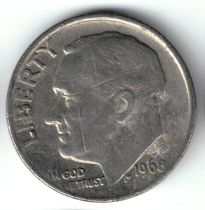 USA - 1968P - Dime - Roosevelt - Low Mintage, No Mint Mark - #17365