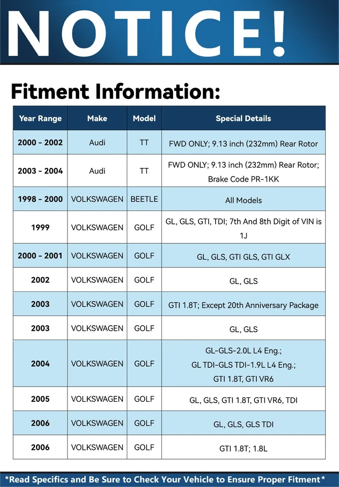 Задние тормозные диски и керамические колодки 9,13 дюйма для Volkswagen Jetta Golf 2000 - 2005 годов выпуска - Изображение 2 из 4