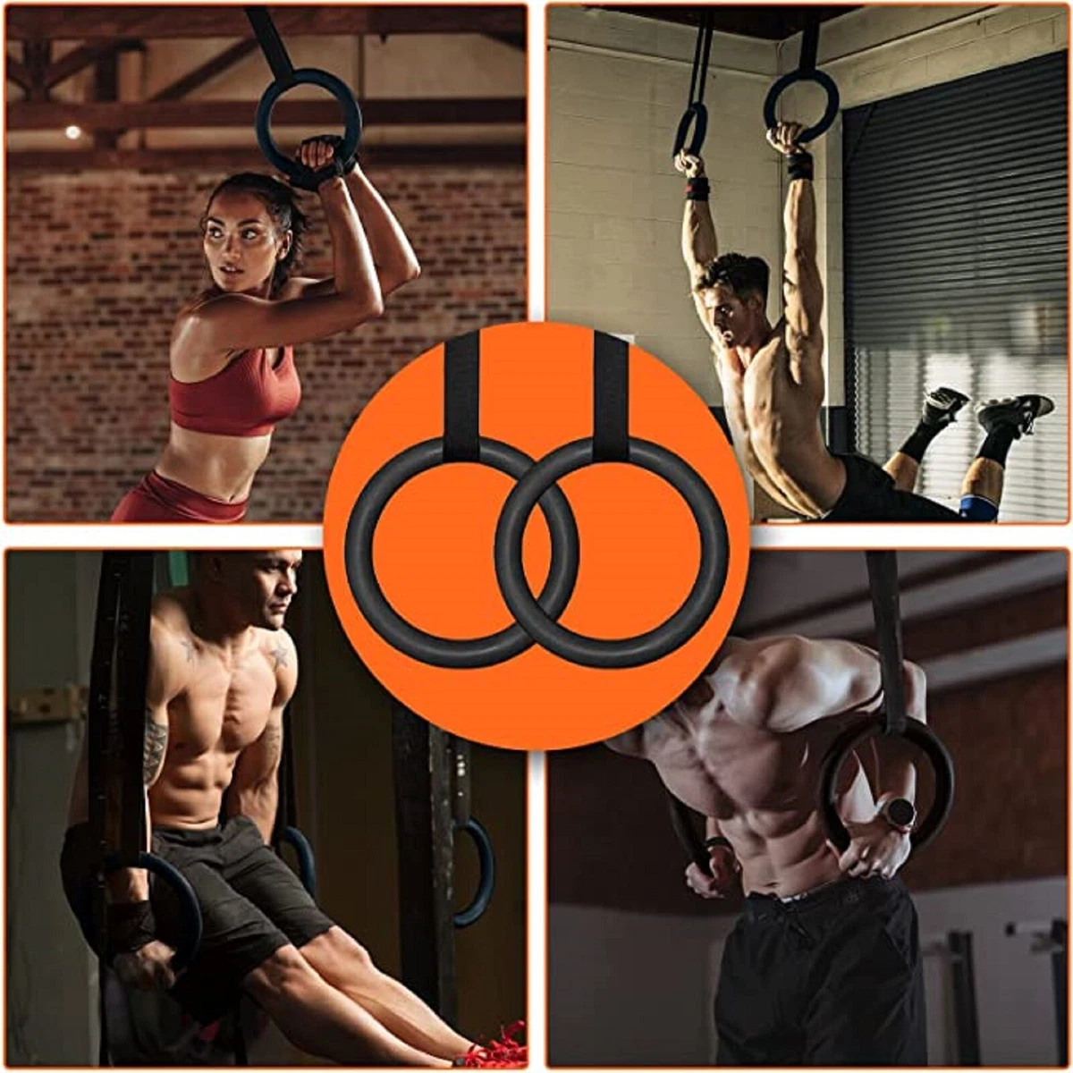 Pull up Gym Ring - Adjustable Strap Workout Gymnastic Ring For Home Gym  Training