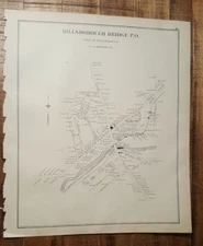 Antique MAP - MAP HILLSBOROUGH BRIDGE - NEW HAMPSHIRE - 1892 ATLAS