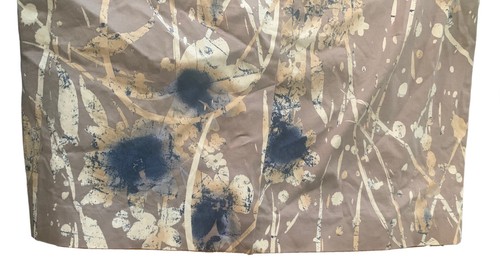 Alfani Womens Skirt 12 Tan with Mulitcolor Bold Splashes Abstract Art Straight - Picture 5 of 7