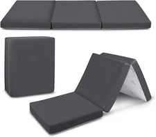 Cozzzi Folding Twin Mattress Trifold Foam Topper Portable Sleeping Mat Grey 25"
