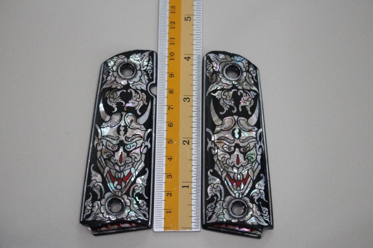 コタペタ様塗装依頼 1911 Full Size GRIPS COLT KIMBER SPRINGFIELD Black Pearl Japanese