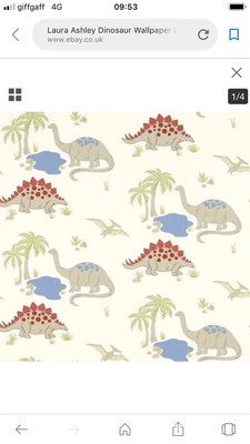 children/'s wallpaper 2 Rolls Laura Ashley DINOSAUR Linen//Multi